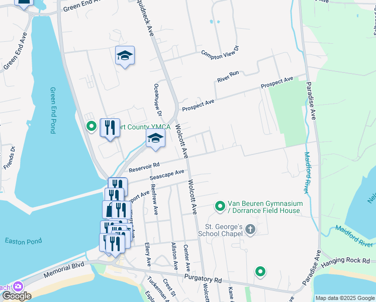 map of restaurants, bars, coffee shops, grocery stores, and more near 15 Wayside Avenue in Middletown