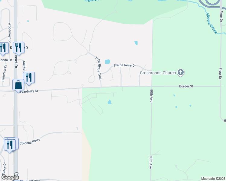 map of restaurants, bars, coffee shops, grocery stores, and more near 9451 Switchgrass Trail in Norwalk