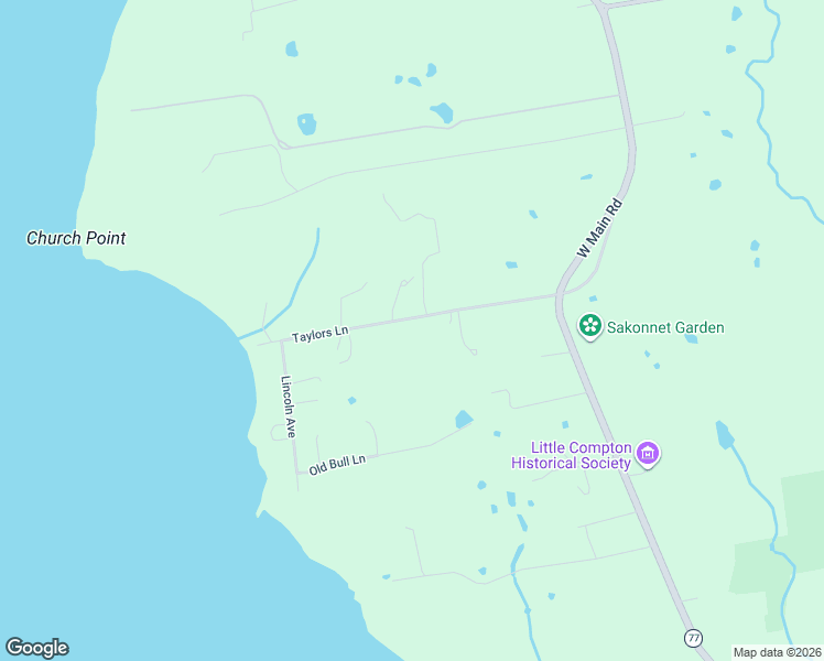 map of restaurants, bars, coffee shops, grocery stores, and more near 40 Taylors Lane in Little Compton