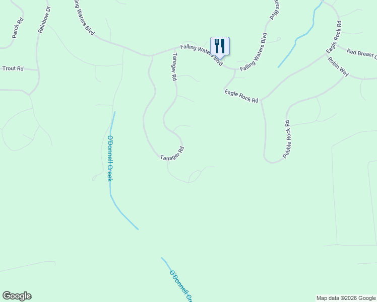 map of restaurants, bars, coffee shops, grocery stores, and more near Tanager Road in Pike