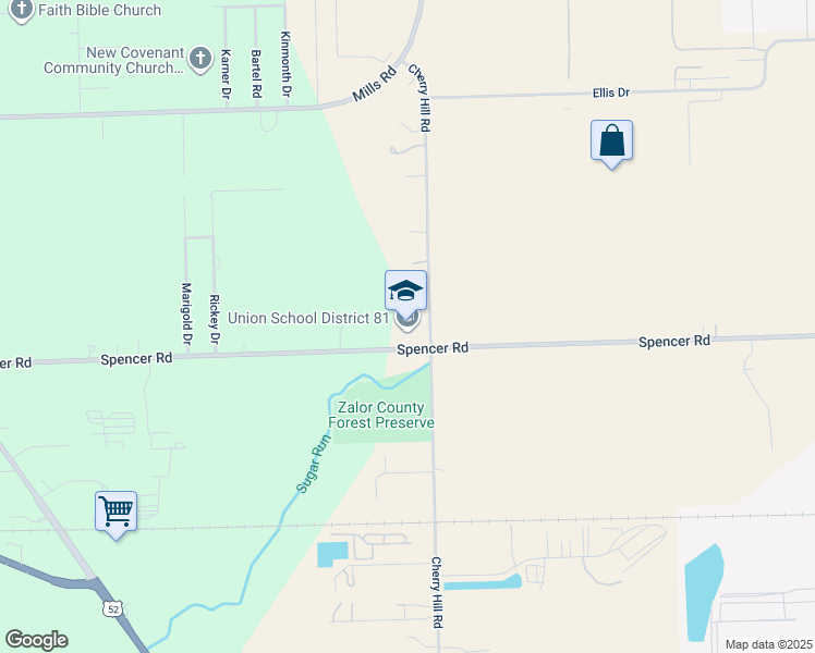 map of restaurants, bars, coffee shops, grocery stores, and more near 1661 Cherry Hill Road in Joliet