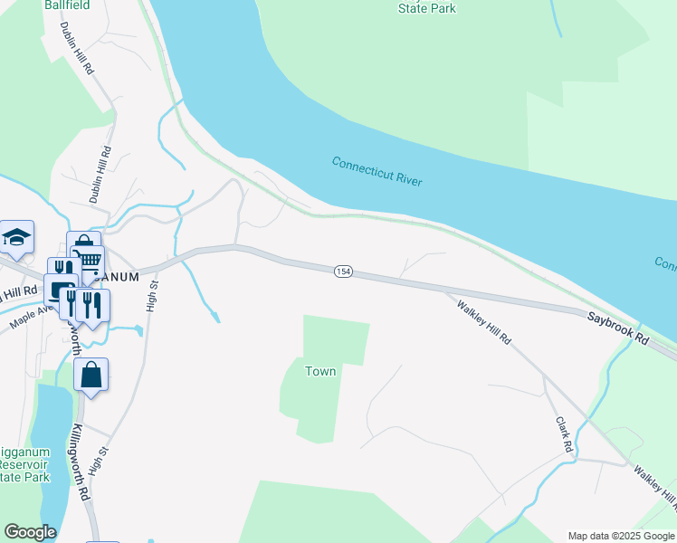 map of restaurants, bars, coffee shops, grocery stores, and more near Saybrook Road in Lower Connecticut River Valley Planning Region