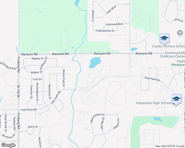 map of restaurants, bars, coffee shops, grocery stores, and more near 1953 Ransom Road in Valparaiso