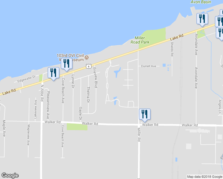 map of restaurants, bars, coffee shops, grocery stores, and more near 612 Aqua Marine Boulevard in Avon Lake
