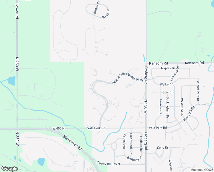 map of restaurants, bars, coffee shops, grocery stores, and more near 3210 Pepper Creek Bridge Parkway in Valparaiso