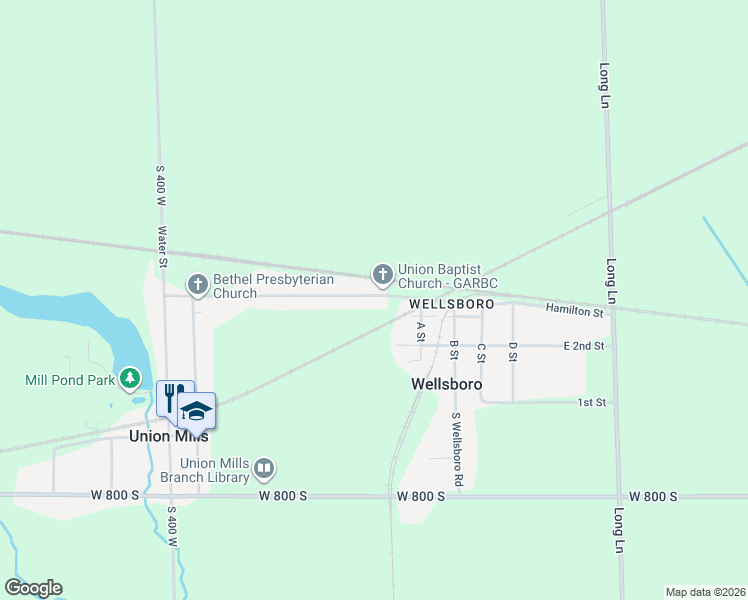 map of restaurants, bars, coffee shops, grocery stores, and more near 706 Hamilton Street in Union Mills