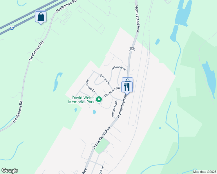 map of restaurants, bars, coffee shops, grocery stores, and more near 15 Palmer Court in Maybrook