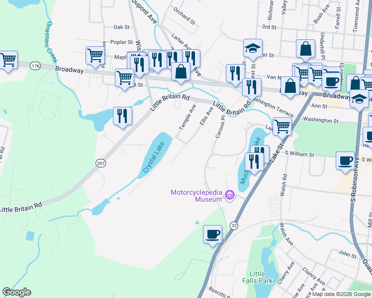 map of restaurants, bars, coffee shops, grocery stores, and more near 98 Ellis Avenue in Newburgh
