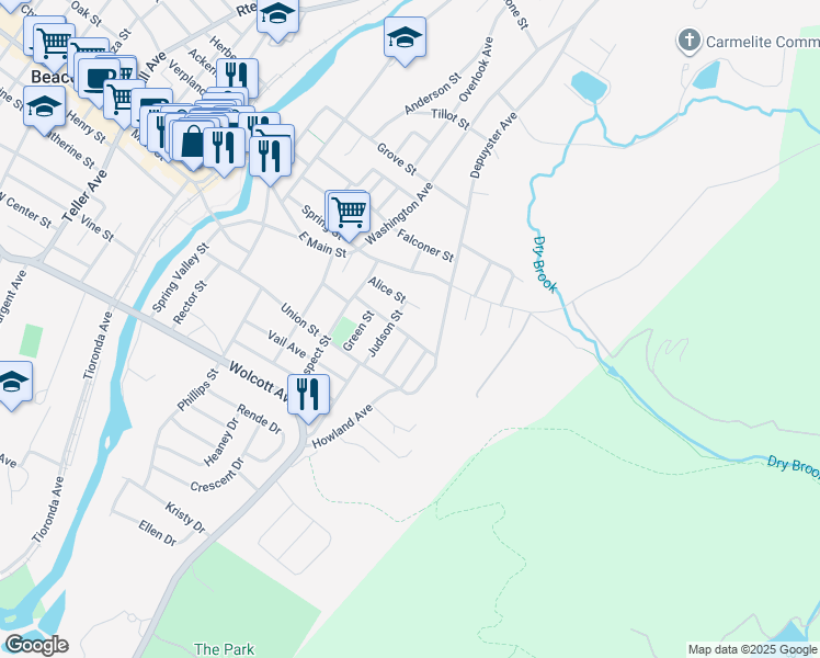 map of restaurants, bars, coffee shops, grocery stores, and more near 48 Robinson St in Beacon