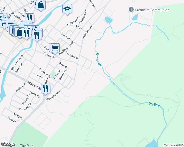 map of restaurants, bars, coffee shops, grocery stores, and more near 10 Summit Street in Beacon