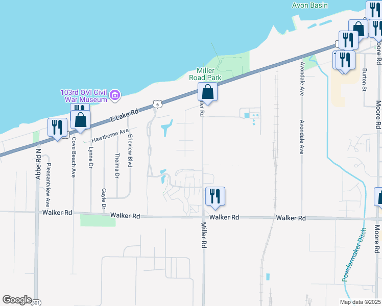 map of restaurants, bars, coffee shops, grocery stores, and more near 33803 Electric Boulevard in Avon Lake