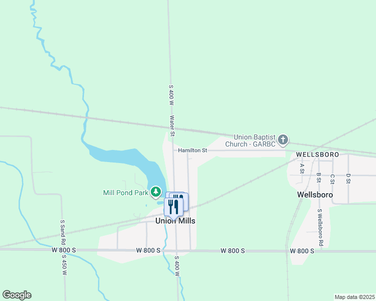 map of restaurants, bars, coffee shops, grocery stores, and more near 201 Hamilton Street in Union Mills