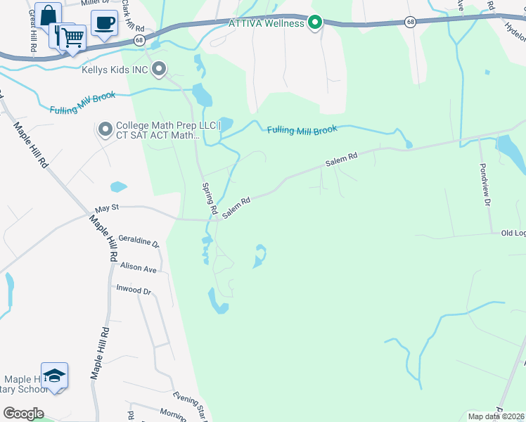 map of restaurants, bars, coffee shops, grocery stores, and more near 125 Salem Road in Prospect