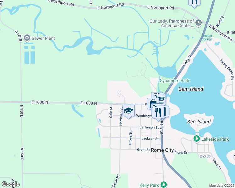 map of restaurants, bars, coffee shops, grocery stores, and more near 500 Front Street in Rome City