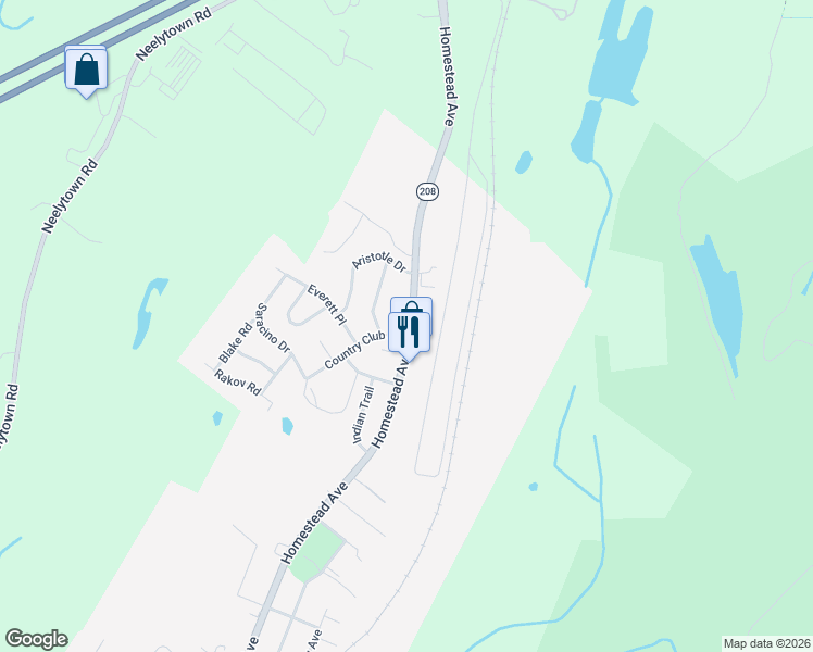 map of restaurants, bars, coffee shops, grocery stores, and more near 953 Homestead Avenue in Maybrook