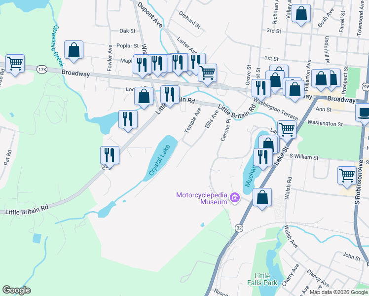 map of restaurants, bars, coffee shops, grocery stores, and more near 98 Ellis Avenue in Newburgh