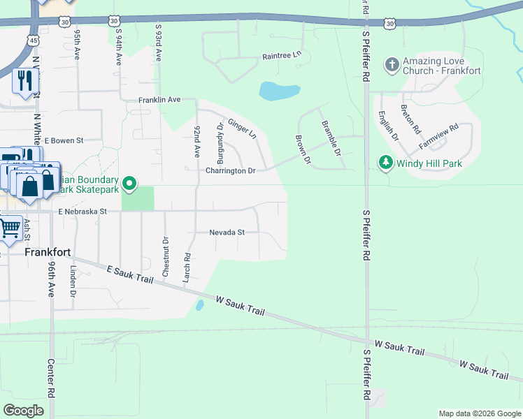 map of restaurants, bars, coffee shops, grocery stores, and more near 111 Azalea Road in Frankfort