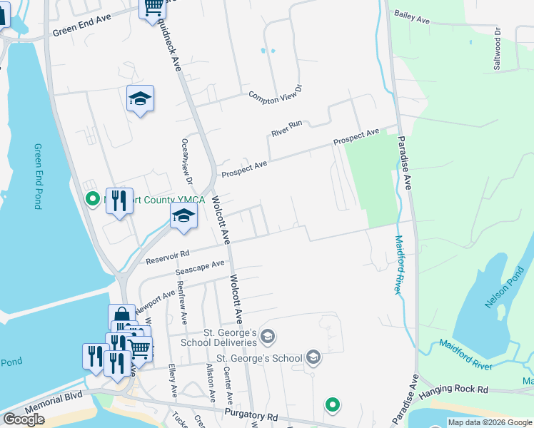 map of restaurants, bars, coffee shops, grocery stores, and more near 7 Loring Street in Middletown