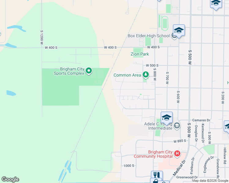 map of restaurants, bars, coffee shops, grocery stores, and more near 1116 Cotton Grove Drive in Brigham City
