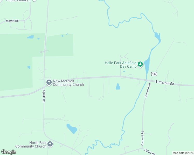 map of restaurants, bars, coffee shops, grocery stores, and more near 13009 Butternut Road in Burton