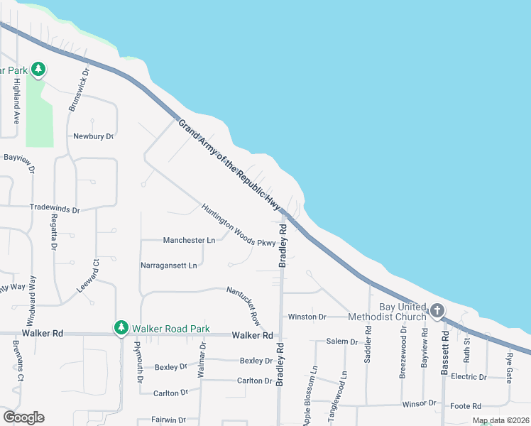 map of restaurants, bars, coffee shops, grocery stores, and more near 166 Bradley Road in Bay Village