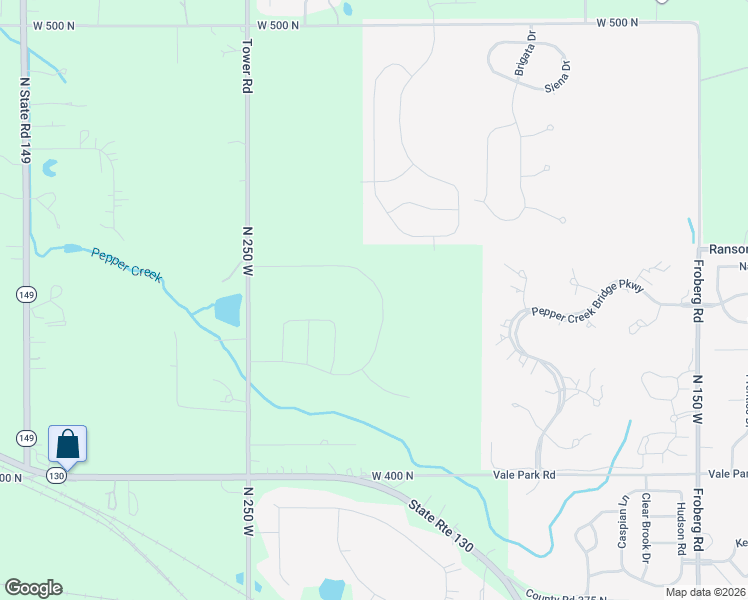 map of restaurants, bars, coffee shops, grocery stores, and more near 400 Bond Avenue in Valparaiso