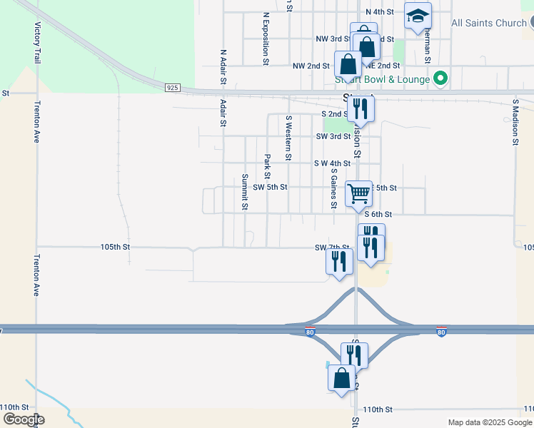 map of restaurants, bars, coffee shops, grocery stores, and more near 601 South Park Street in Stuart