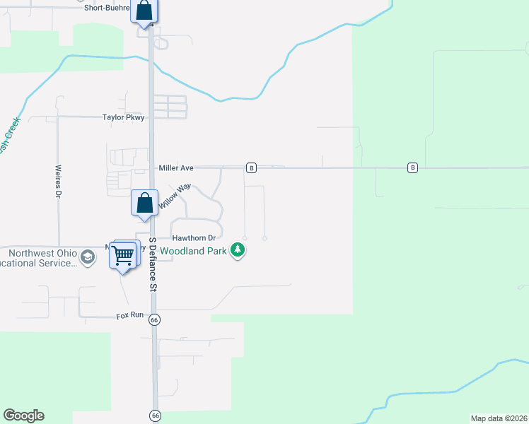 map of restaurants, bars, coffee shops, grocery stores, and more near Dogwood Court in Archbold