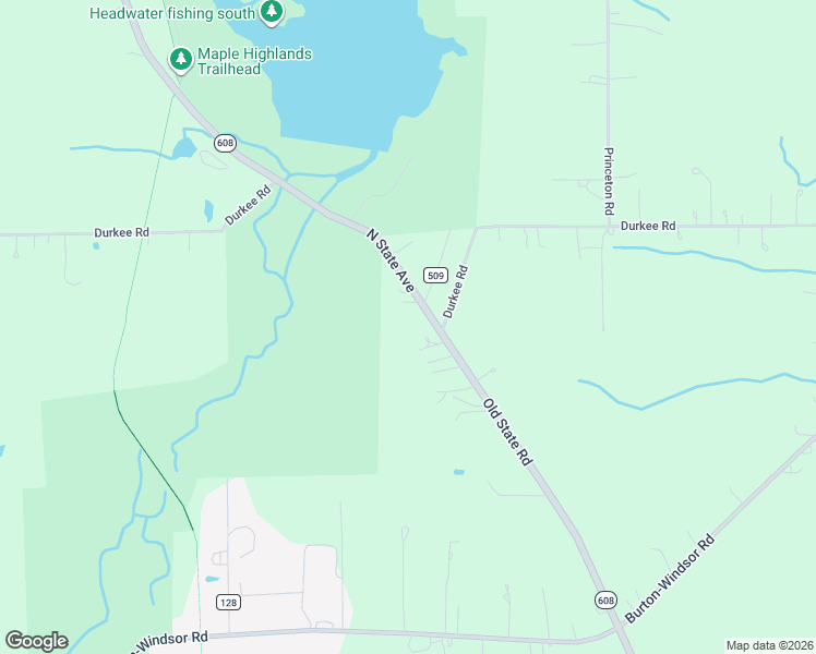 map of restaurants, bars, coffee shops, grocery stores, and more near 13574 Old State Road in Huntsburg