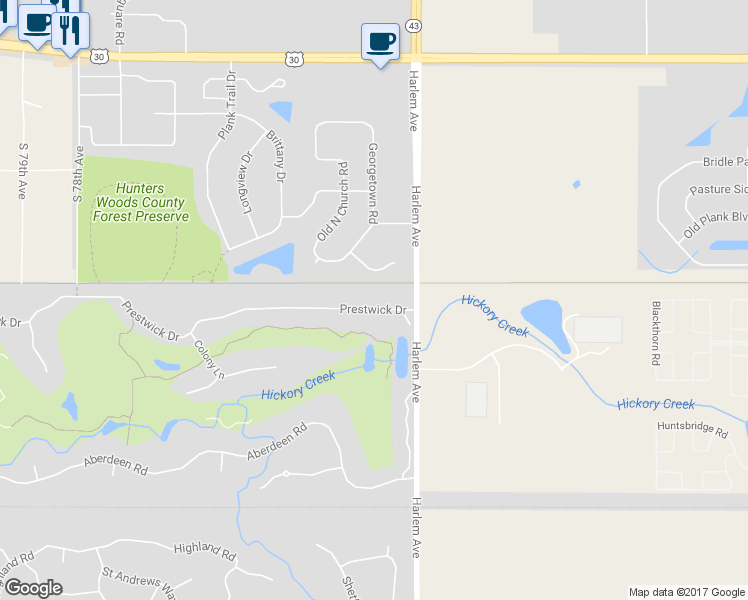 map of restaurants, bars, coffee shops, grocery stores, and more near 1020 Prestwick Drive in Frankfort