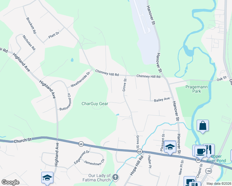 map of restaurants, bars, coffee shops, grocery stores, and more near 19 Schwab Terrace in Wallingford