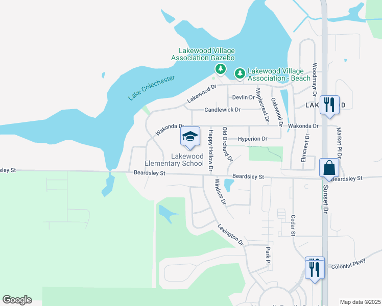 map of restaurants, bars, coffee shops, grocery stores, and more near 9210 Happy Hollow Drive in Norwalk