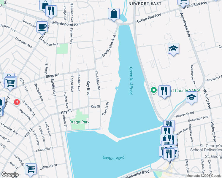 map of restaurants, bars, coffee shops, grocery stores, and more near 32 Acacia Drive South in Middletown