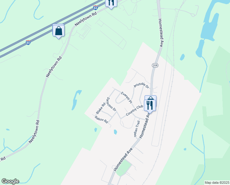 map of restaurants, bars, coffee shops, grocery stores, and more near 544 Saracino Drive in Maybrook