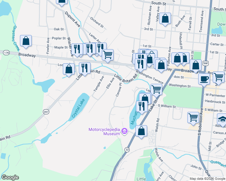 map of restaurants, bars, coffee shops, grocery stores, and more near 31 Cerone Place in Newburgh