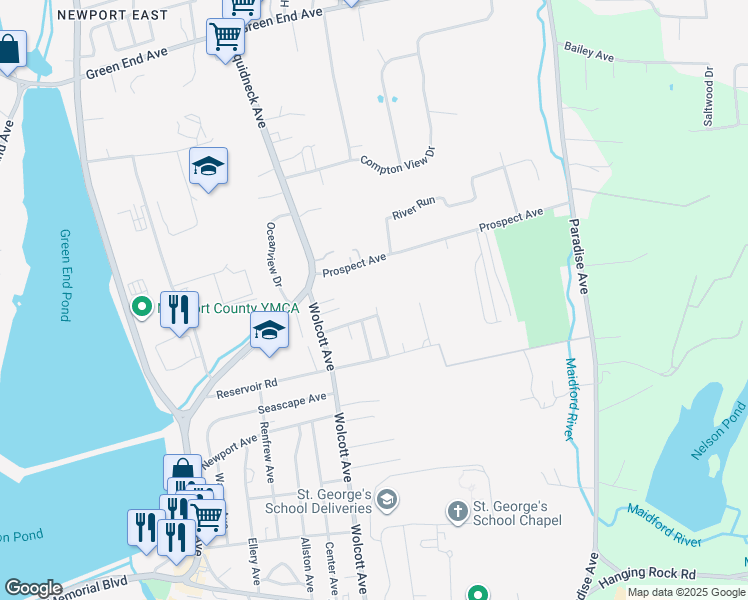 map of restaurants, bars, coffee shops, grocery stores, and more near 59 Loring Street in Middletown