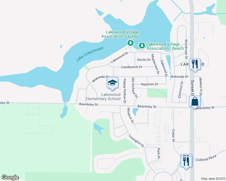 map of restaurants, bars, coffee shops, grocery stores, and more near 9210 Happy Hollow Drive in Norwalk