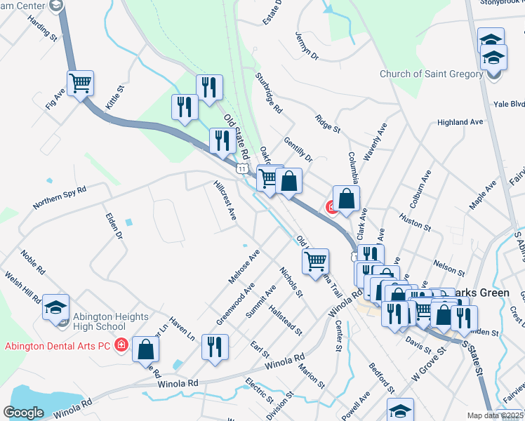 map of restaurants, bars, coffee shops, grocery stores, and more near 100-248 Terrace Drive in Lackawanna County