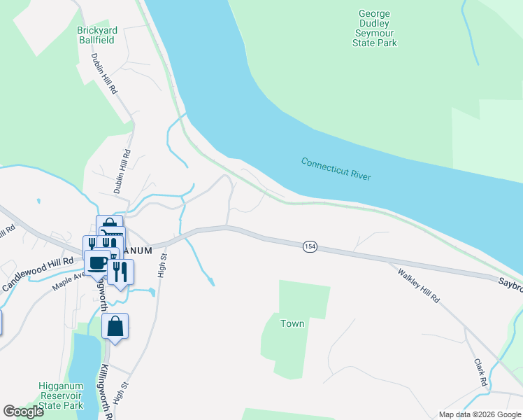 map of restaurants, bars, coffee shops, grocery stores, and more near 77 Landing Road in Haddam