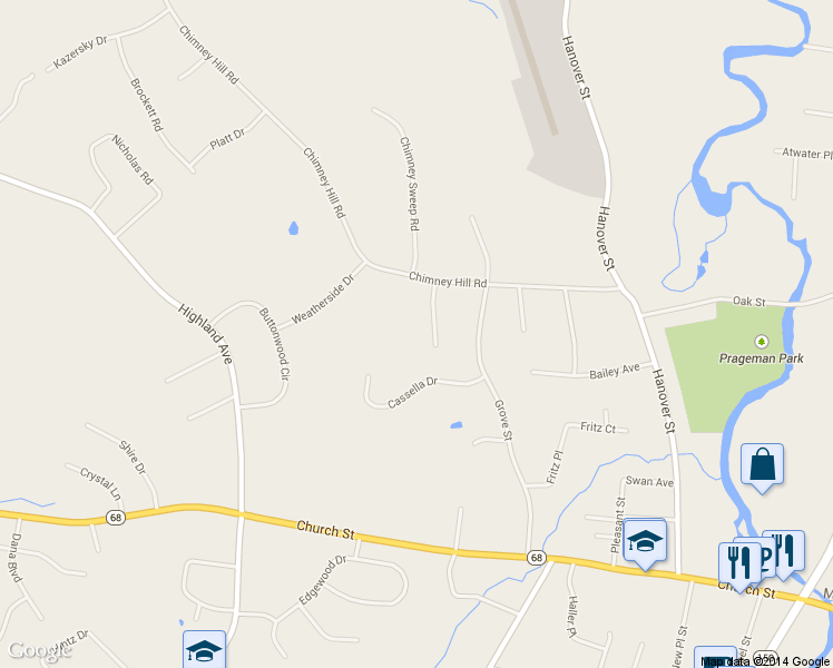 map of restaurants, bars, coffee shops, grocery stores, and more near 19 Schwab Terrace in Wallingford