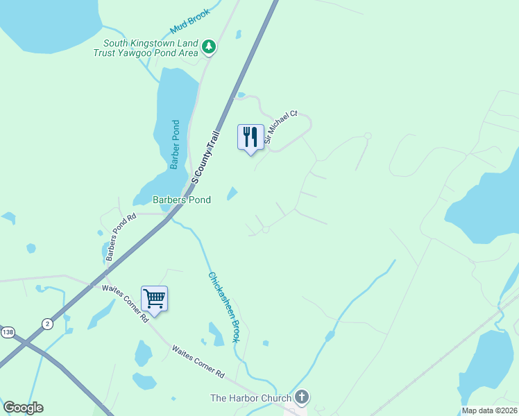 map of restaurants, bars, coffee shops, grocery stores, and more near 21 Hazelton Lane in South Kingstown