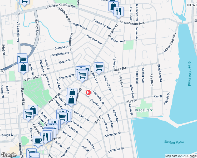 map of restaurants, bars, coffee shops, grocery stores, and more near 3 Findlay Place in Newport