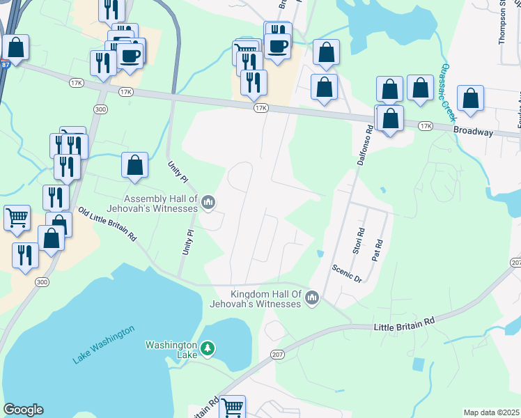 map of restaurants, bars, coffee shops, grocery stores, and more near 52 Williams Avenue in Newburgh