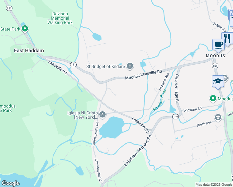 map of restaurants, bars, coffee shops, grocery stores, and more near 78 Johnsonville Road in East Haddam