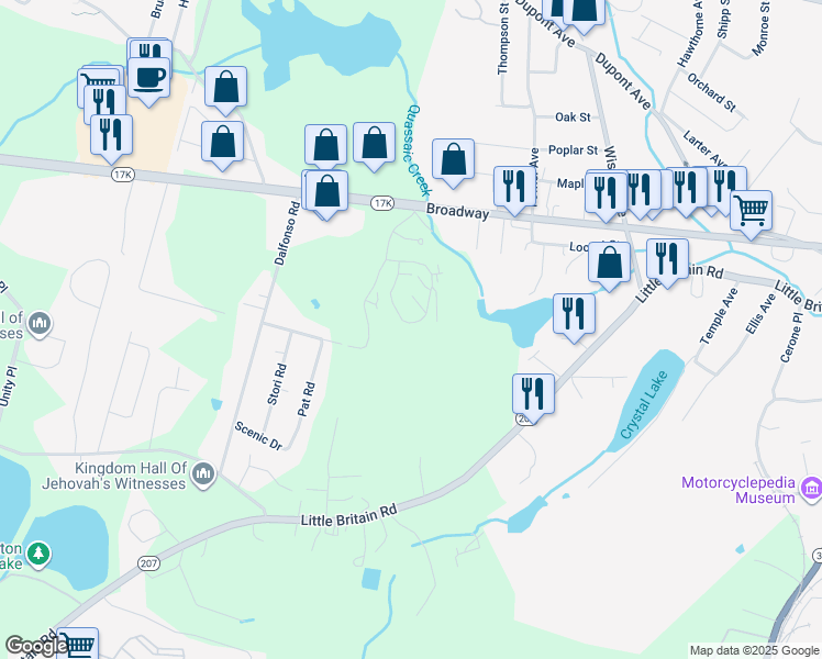 map of restaurants, bars, coffee shops, grocery stores, and more near 67 High Point Circle in Newburgh