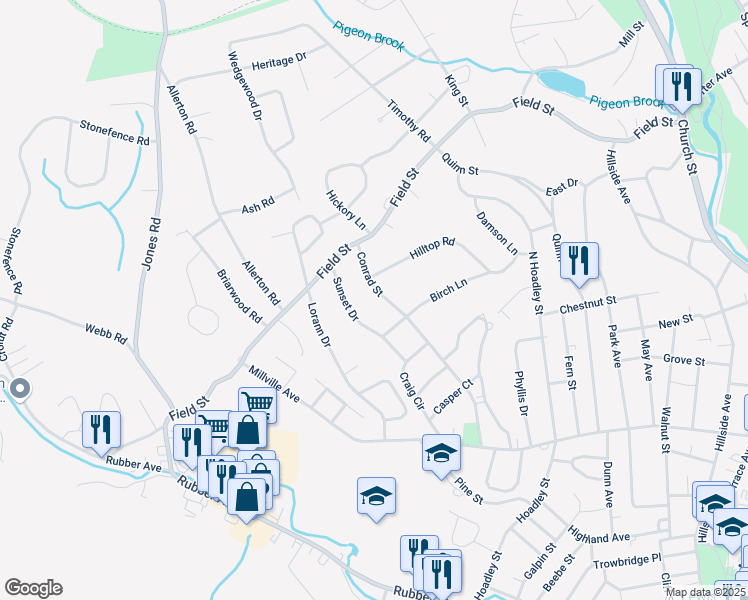 map of restaurants, bars, coffee shops, grocery stores, and more near 230 Conrad Street in Naugatuck