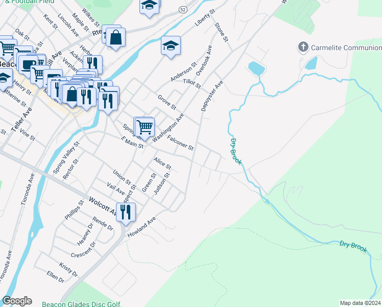 map of restaurants, bars, coffee shops, grocery stores, and more near in Beacon