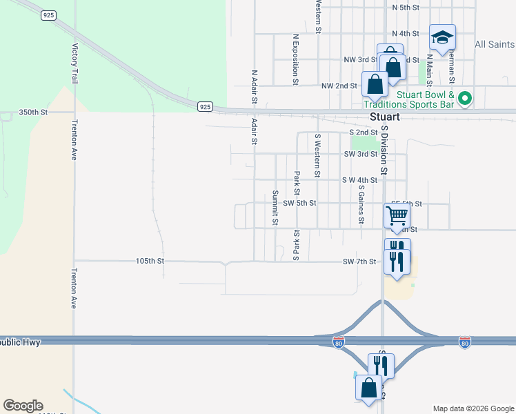 map of restaurants, bars, coffee shops, grocery stores, and more near 503 Adair Street in Stuart