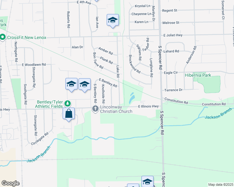 map of restaurants, bars, coffee shops, grocery stores, and more near 928 Barnside Road in New Lenox
