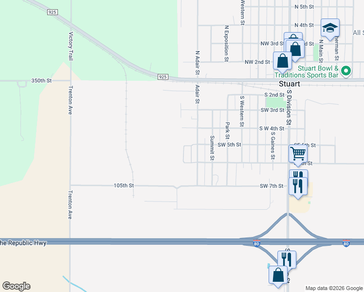 map of restaurants, bars, coffee shops, grocery stores, and more near 515 Adair Street in Stuart